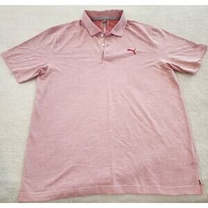 NWOT Mens‎ Large Puma Golf Mens Tailored Oxford Polo Heather Red Pink